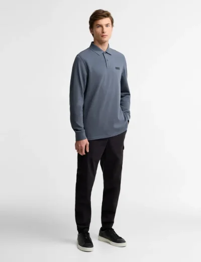 Barbour International Long Sleeve Polo Shirt | Charcoal