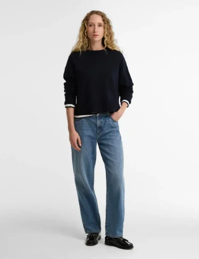 Picture of Barbour Womens Harling Crew Neck Jumper | Navy