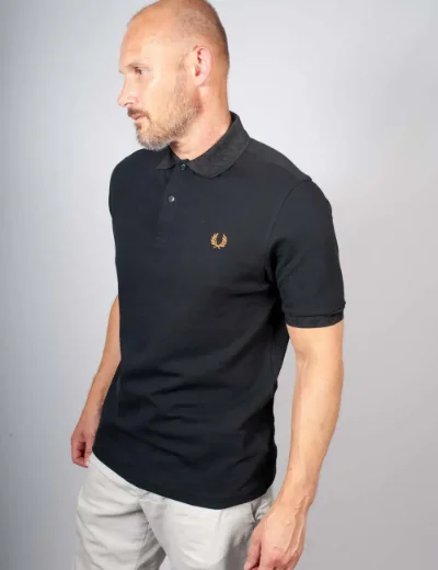 Picture of Fred Perry Mens Jacquard Trim Polo Shirt | Black