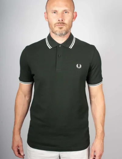 Picture of Fred Perry Mens Twin Tipped Polo Shirt | Night Green