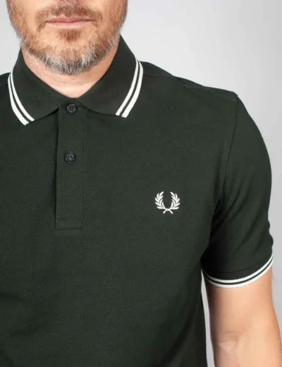 Picture of Fred Perry Mens Twin Tipped Polo Shirt | Night Green