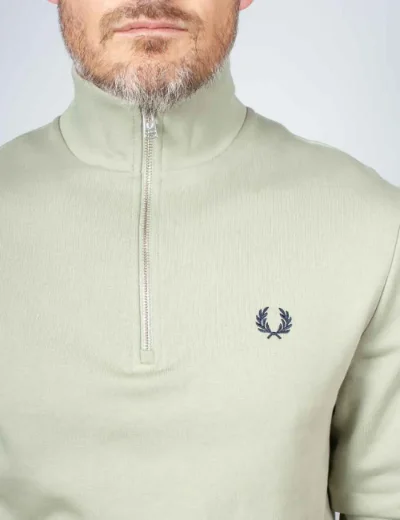 Picture of Fred Perry Half Zip Sweatshirt | Seagrass / Ecru / Dark Airforce