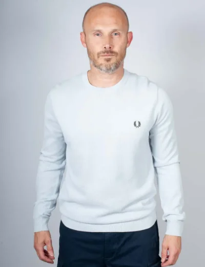 Picture of Fred Perry Mens Pique Stitch Jumper | Dusky Blue