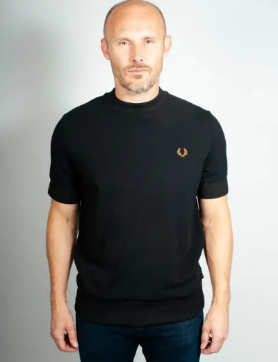 Fred Perry Jacquard Cuff T-Shirt | Black