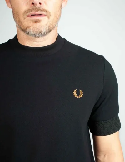 Fred Perry Jacquard Cuff T-Shirt | Black