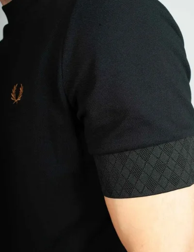 Fred Perry Jacquard Cuff T-Shirt | Black