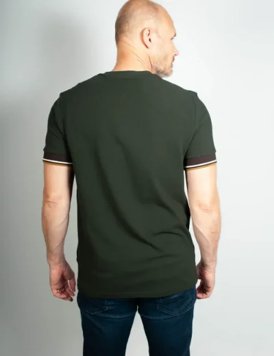 Picture of Fred Perry Mens Twin Tipped Cuff T-Shirt | Night Green