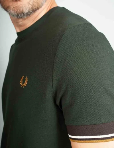 Picture of Fred Perry Mens Twin Tipped Cuff T-Shirt | Night Green