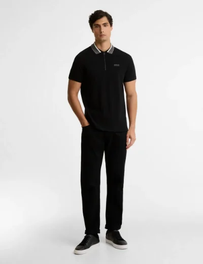 Picture of Barbour International Mens Newport Tipped Polo Shirt | Black