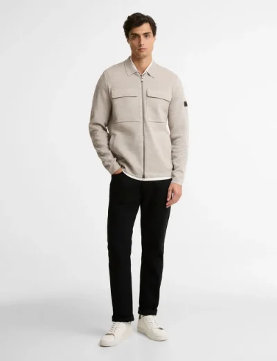 Picture of Barbour International Burley Zip Through Cardigan | Concrete