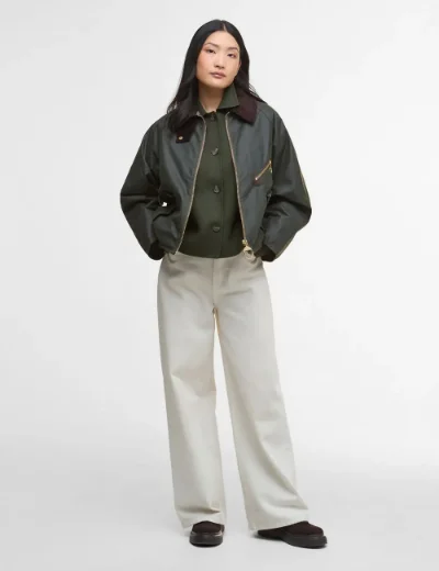 Barbour Womens Arlene Waxed Jacket | Fern / Ancient Tartan