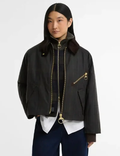 Barbour Womens Arlene Checked Wax Jacket | Classic Shadow Tartan