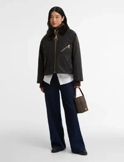 Barbour Womens Arlene Checked Wax Jacket | Classic Shadow Tartan