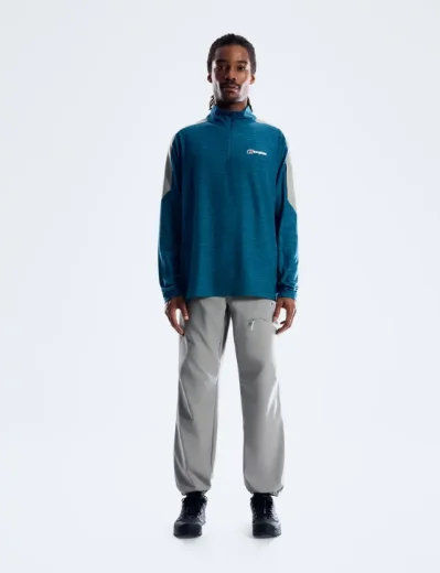 Berghaus Farndale Long Sleeve Half Zip Tech Tee | Polar / Blue Abyss