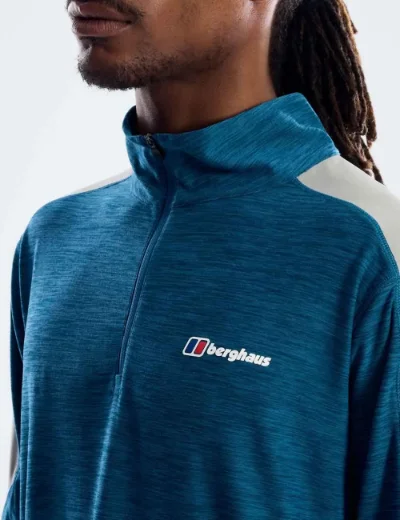 Berghaus Farndale Long Sleeve Half Zip Tech Tee | Polar / Blue Abyss