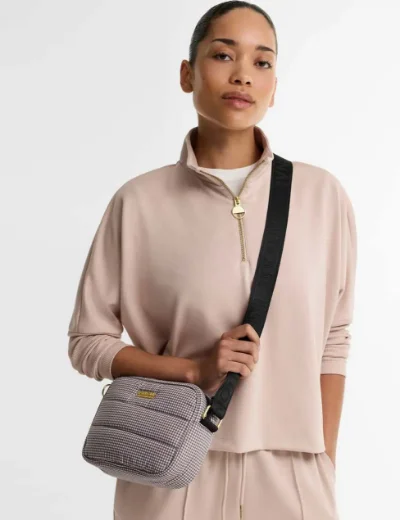 Barbour International Monaco Check Baffle Quilted Crossbody Bag | Truffle