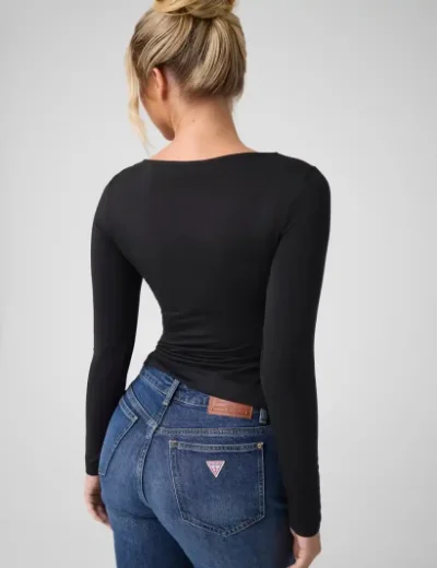 Guess Womens Long Sleeve 4G Jewel Top / Black