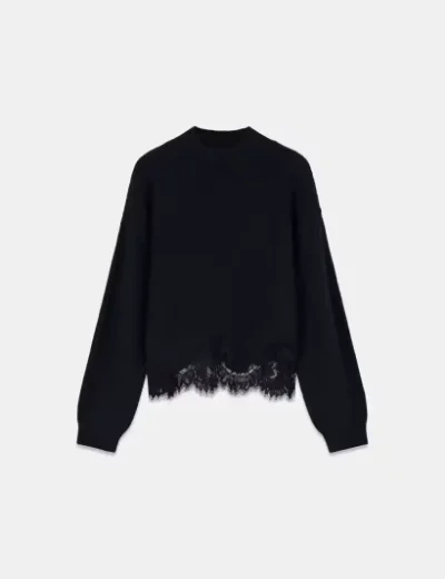 Guess Wool Blend Lace Sweater | Black