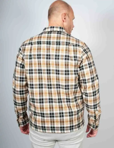 Fred Perry Mens Textured Check Overshirt | Ecru