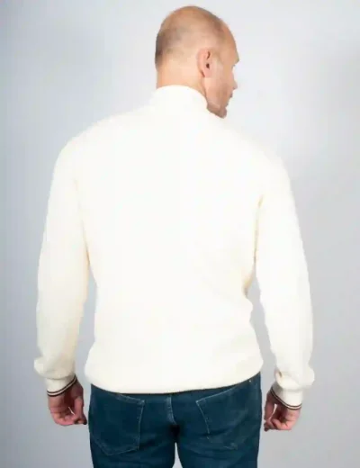 Fred Perry Mens Waffle Stitch Half Zip Jumper | Ecru
