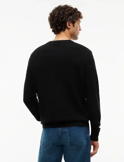 Tommy Hilfiger Flag Embroidery Crew Neck Jumper | Black