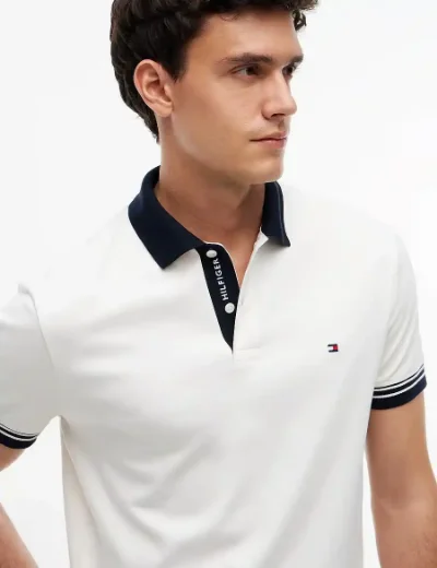 Tommy Hilfiger Interlock Placket Detail Regular Fit Polo | Ivory Petal