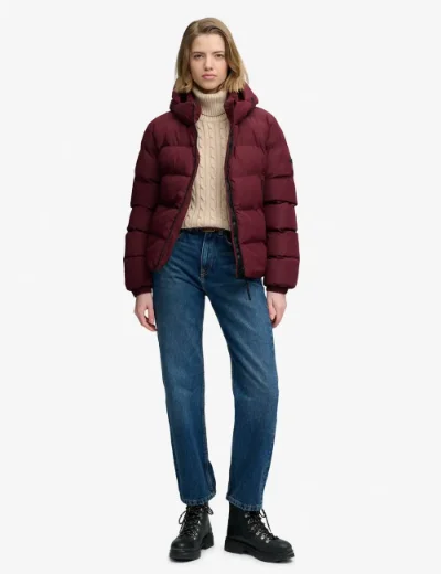 Superdry Hooded Sports Puffer Jacket | Port red