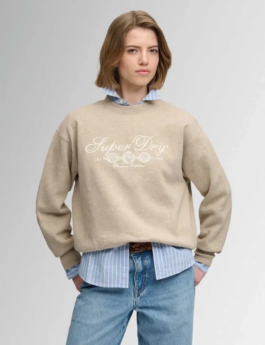 Picture of Superdry Country Club Crew Neck | Oatmilk Beige Marl
