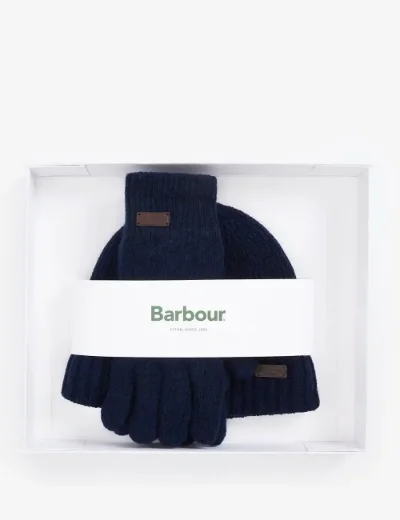 Barbour Carlton Beanie & Glove gift set | Classic Navy