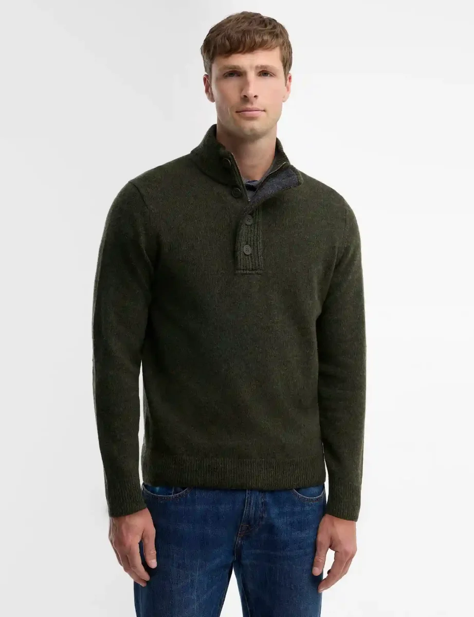 Barbour Essential Patch Half Zip Knit | Seaweed