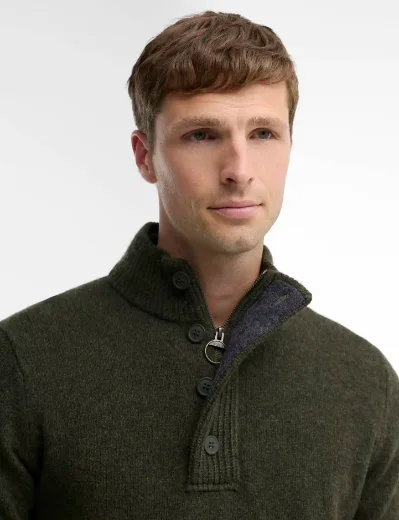 Barbour Essential Patch Half Zip Knit | Seaweed