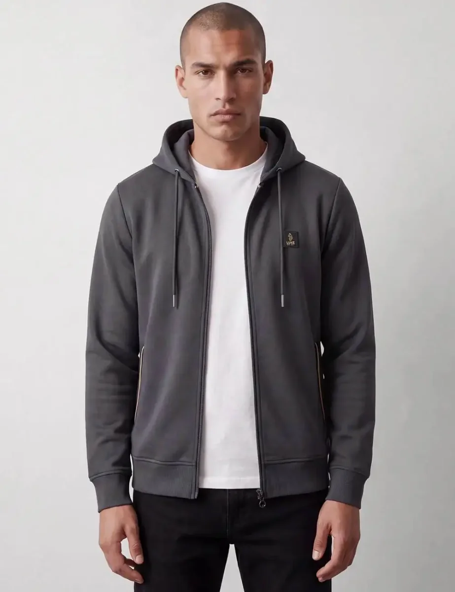 LUKE Makati Zip Through Hoodie | Charcoal