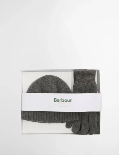 Barbour Carlton Beanie & Glove gift set | Grey