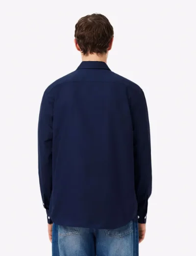 Lacoste Mens Textured Cotton Shirt | Midnight Blue