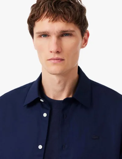 Lacoste Mens Textured Cotton Shirt | Midnight Blue