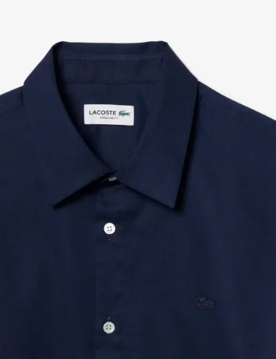 Lacoste Mens Textured Cotton Shirt | Midnight Blue
