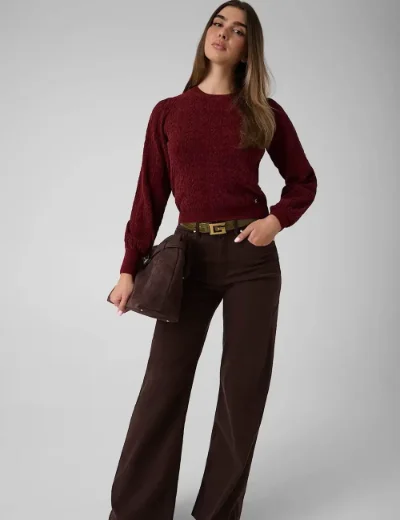 Guess Womens Joanna Crew Neck Sweater | Red