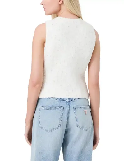Guess Womens Jole Tweed Waistcoat | Off White